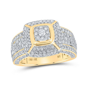Exquisite 10kt Yellow Gold Mens Diamond Square Ring - A Dazzling Statement Piece! - Splendid Jewellery