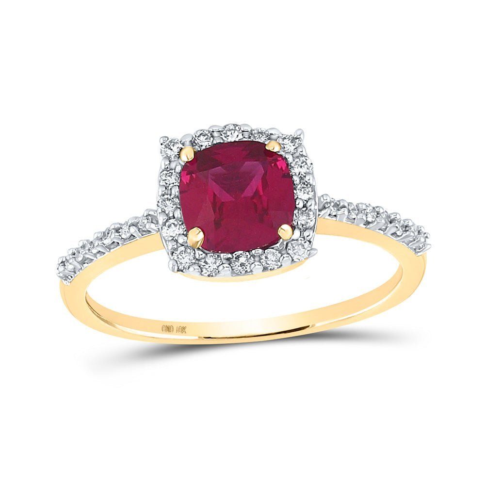 Exquisite 10kt Yellow Gold Ruby Diamond Solitaire Ring - A Captivating Gemstone Masterpiece - Splendid Jewellery