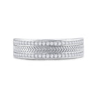 Exquisite 14kt White Gold Men's Diamond Wedding Band with Wheat Texture - Timeless Elegance and Dazzling Brilliance - Front View