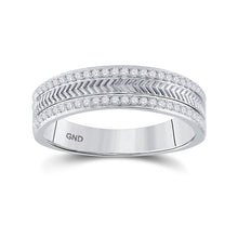 Load image into Gallery viewer, Exquisite 14kt White Gold Men's Diamond Wedding Band with Wheat Texture - Timeless Elegance and Dazzling Brilliance - Splendid Jewellery