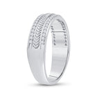 Exquisite 14kt White Gold Men's Diamond Wedding Band with Wheat Texture - Timeless Elegance and Dazzling Brilliance - Side View