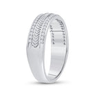 Exquisite 14kt White Gold Men's Diamond Wedding Band with Wheat Texture - Timeless Elegance and Dazzling Brilliance - Splendid Jewellery