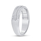Exquisite 14kt White Gold Men's Diamond Wedding Band with Wheat Texture - Timeless Elegance and Dazzling Brilliance - Splendid Jewellery