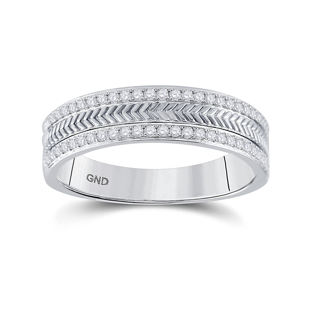 Exquisite 14kt White Gold Men's Diamond Wedding Band with Wheat Texture - Timeless Elegance and Dazzling Brilliance - Splendid Jewellery