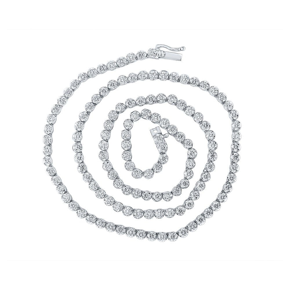 Exquisite 14kt White Gold Men's Round Diamond Link Chain Necklace - 11 Cttw - Splendid Jewellery