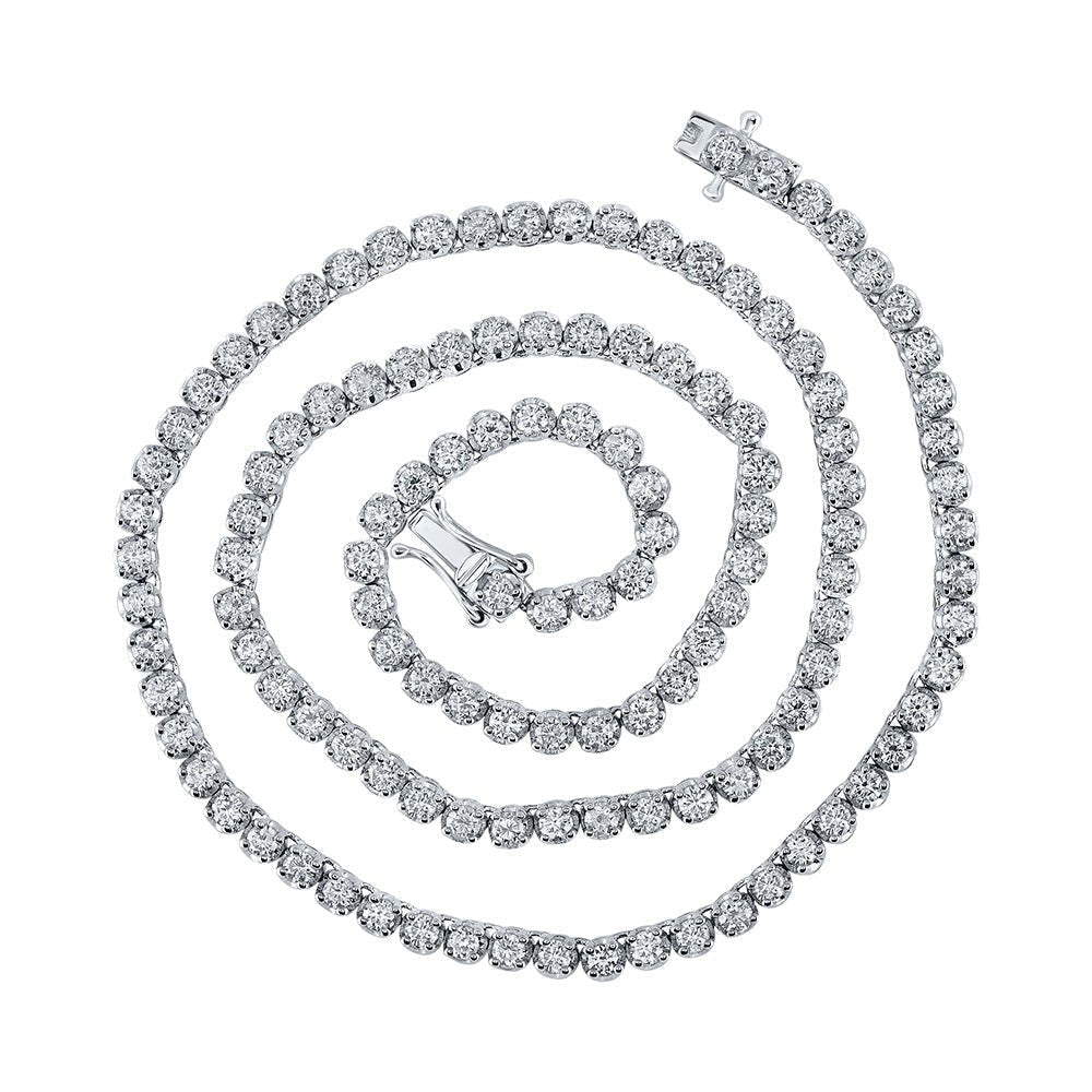 Exquisite 14kt White Gold Mens Round Diamond Tennis Chain Necklace - 6 - 1/2 Cttw - Splendid Jewellery