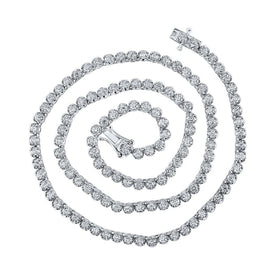 Exquisite 14kt White Gold Mens Round Diamond Tennis Chain Necklace - 6 - 1/2 Cttw - Splendid Jewellery