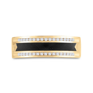 Exquisite 14kt Yellow Gold Men's Round Diamond Wedding Black - tone Band Ring 1/4 Cttw | Eternal Elegance Collection - Splendid Jewellery