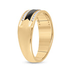 Exquisite 14kt Yellow Gold Men's Round Diamond Wedding Black-tone Band Ring 1/4 Cttw - Side View