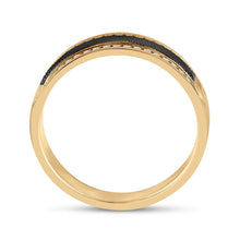 Load image into Gallery viewer, Exquisite 14kt Yellow Gold Men&#39;s Round Diamond Wedding Black-tone Band Ring 1/4 Cttw - Second Side View