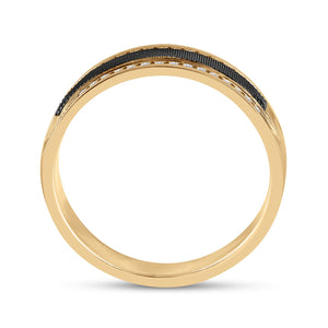 Exquisite 14kt Yellow Gold Men's Round Diamond Wedding Black - tone Band Ring 1/4 Cttw | Eternal Elegance Collection - Splendid Jewellery