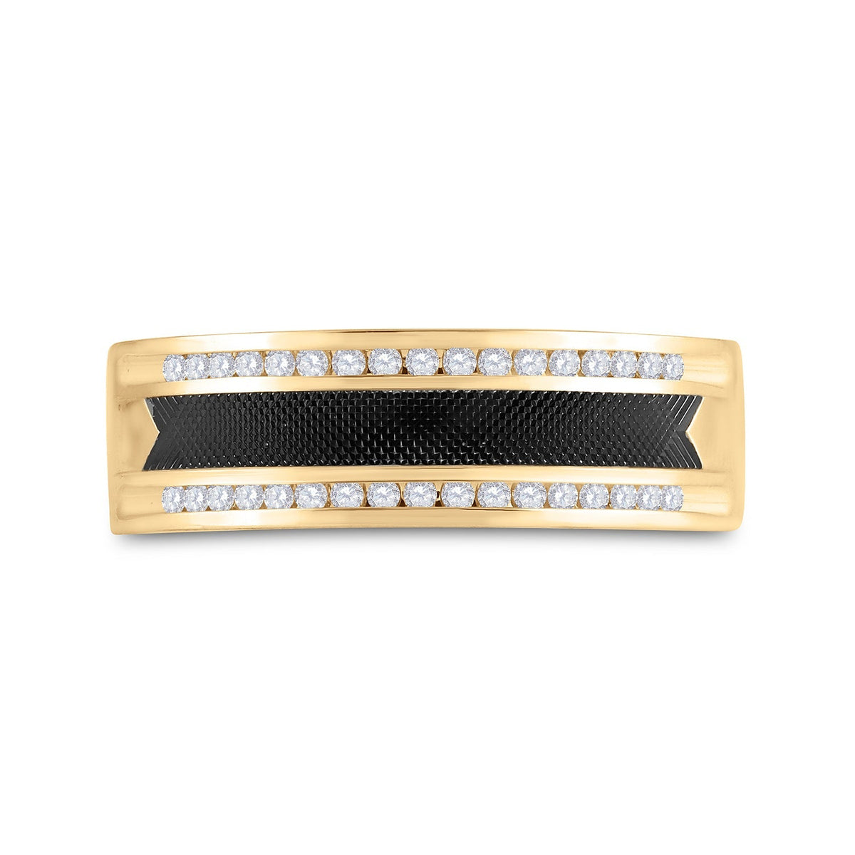 Exquisite 14kt Yellow Gold Men's Round Diamond Wedding Black - tone Band Ring 1/4 Cttw | Eternal Elegance Collection - Splendid Jewellery