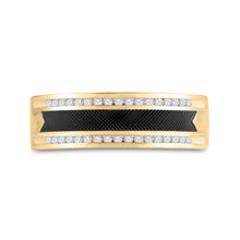Load image into Gallery viewer, Exquisite 14kt Yellow Gold Men's Round Diamond Wedding Black - tone Band Ring 1/4 Cttw | Eternal Elegance Collection - Splendid Jewellery