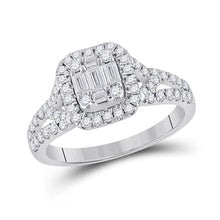 Load image into Gallery viewer, Exquisite Baguette Diamond Square Ring in 14kt White Gold - Top View