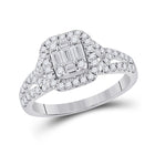 Exquisite Baguette Diamond Square Ring in 14kt White Gold - Top View