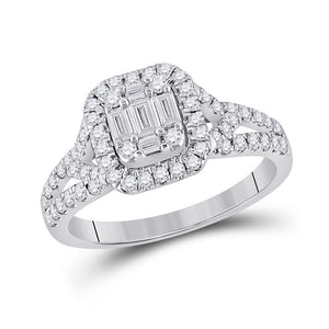 Exquisite Baguette Diamond Square Ring in 14kt White Gold - Splendid Jewellery