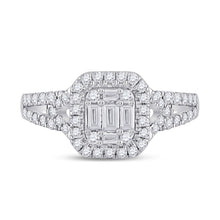 Load image into Gallery viewer, Exquisite Baguette Diamond Square Ring in 14kt White Gold - Splendid Jewellery