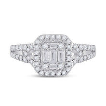 Load image into Gallery viewer, Exquisite Baguette Diamond Square Ring in 14kt White Gold - Front View