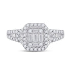 Exquisite Baguette Diamond Square Ring in 14kt White Gold - Front View