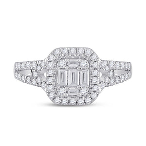 Exquisite Baguette Diamond Square Ring in 14kt White Gold - Splendid Jewellery