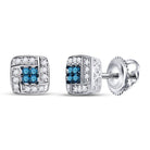 Exquisite Blue Diamond Square Earrings in 10kt White Gold - Splendid Jewellery