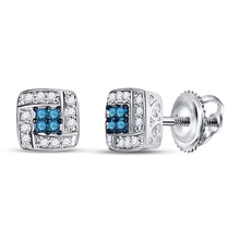 Load image into Gallery viewer, Exquisite Blue Diamond Square Earrings in 10kt White Gold - Splendid Jewellery