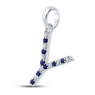 Exquisite Blue Sapphire and Diamond Initial Pendant - Personalized Elegance in 10kt White Gold - Splendid Jewellery