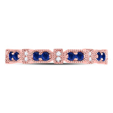 Load image into Gallery viewer, Exquisite Blue Sapphire and Diamond Stackable Band - 10kt Rose Gold Women&#39;s Ring - Alternate view 4 from Splendid Jewellery