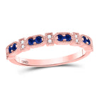 Exquisite Blue Sapphire and Diamond Stackable Band - 10kt Rose Gold Women's Ring - Alternate view 1 from Splendid Jewellery