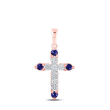 Load image into Gallery viewer, Exquisite Blue Sapphire Diamond Cross Pendant - Splendid Jewellery