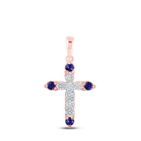 Exquisite Blue Sapphire Diamond Cross Pendant - Splendid Jewellery