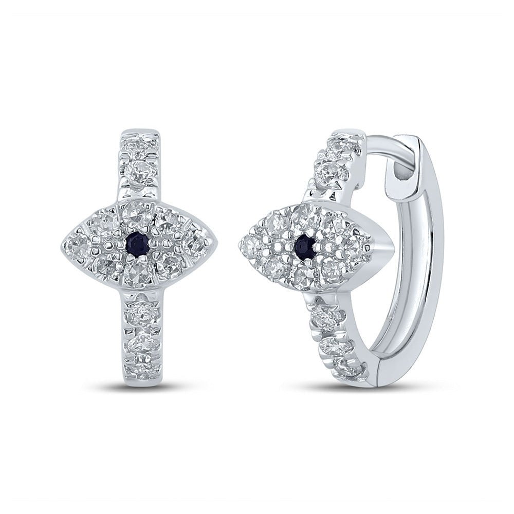 Exquisite Blue Sapphire Diamond Hoop Earrings in 10kt White Gold - Splendid Jewellery