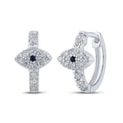 Exquisite Blue Sapphire Diamond Hoop Earrings in 10kt White Gold - Splendid Jewellery