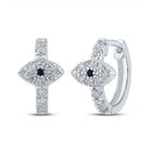 Exquisite Blue Sapphire Diamond Hoop Earrings in 10kt White Gold - Splendid Jewellery