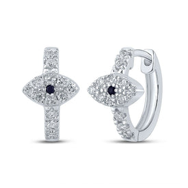 Exquisite Blue Sapphire Diamond Hoop Earrings in 10kt White Gold - Splendid Jewellery