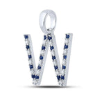 Exquisite Blue Sapphire & Diamond Initial Pendant in 10kt White Gold - Splendid Jewellery