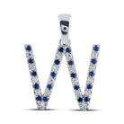 Exquisite Blue Sapphire & Diamond Initial Pendant in 10kt White Gold - Splendid Jewellery