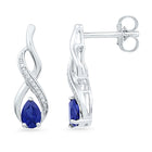 Exquisite Blue Sapphire Diamond Stud Earrings in 10kt White Gold  Top View from Splendid Jewellery