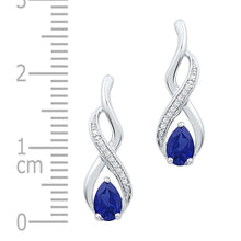 Load image into Gallery viewer, Exquisite Blue Sapphire Diamond Stud Earrings in 10kt White Gold  Side View from Splendid Jewellery