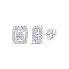 Exquisite Brilliance: 10kt White Gold Baguette Diamond Rectangle Cluster Earrings - Splendid Jewellery