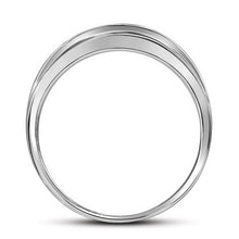 Load image into Gallery viewer, Exquisite Brilliance: 10kt White Gold Mens Princess Diamond Single Row Wedding Band Ring Side View from Splendid Jewellery