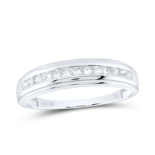Load image into Gallery viewer, Exquisite Brilliance: 10kt White Gold Mens Princess Diamond Single Row Wedding Band Ring - Splendid Jewellery