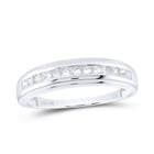 Exquisite Brilliance: 10kt White Gold Mens Princess Diamond Single Row Wedding Band Ring Top View from Splendid Jewellery
