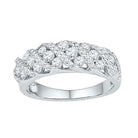 Exquisite Brilliance | 10kt White Gold Womens Round Diamond Alternating Stripe Band Ring 1 Cttw - Splendid Jewellery
