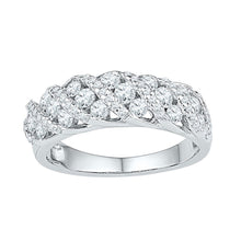 Load image into Gallery viewer, Exquisite Brilliance | 10kt White Gold Womens Round Diamond Alternating Stripe Band Ring 1 Cttw - Splendid Jewellery