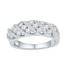 Exquisite Brilliance | 10kt White Gold Womens Round Diamond Alternating Stripe Band Ring 1 Cttw - Splendid Jewellery