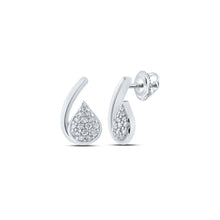 Load image into Gallery viewer, Exquisite Brilliance: 10kt White Gold Womens Round Diamond Cluster Earrings - Splendid Jewellery