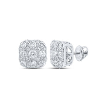 Load image into Gallery viewer, Exquisite Brilliance: 10kt White Gold Womens Round Diamond Square Earrings 1 Cttw - Splendid Jewellery