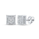 Exquisite Brilliance: 10kt White Gold Womens Round Diamond Square Earrings - Splendid Jewellery