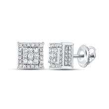 Load image into Gallery viewer, Exquisite Brilliance: 10kt White Gold Womens Round Diamond Square Earrings - Splendid Jewellery